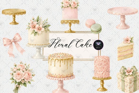 Download Elegant Floral Cake Watercolor Clipart - Premium Resources