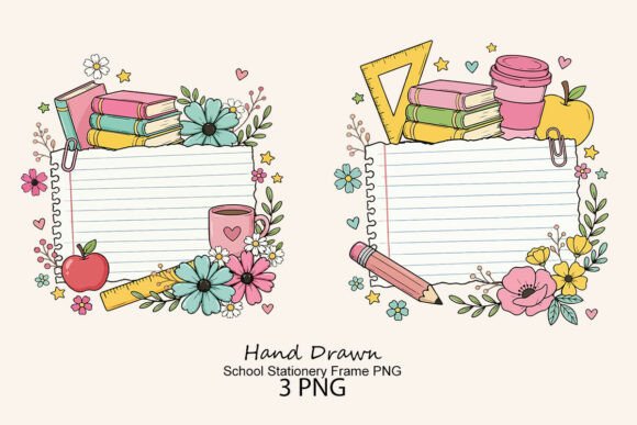 Download Hand Drawn School Stationery Frame PNG - Frame png Collection