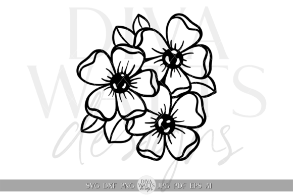 Download Flower Trio Silhouette Artwork SVG - Silhouette Collection