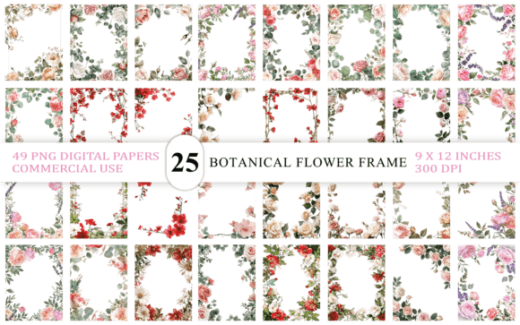 Download Vintage Botanical Flower Frame PNG - Frame png Collection